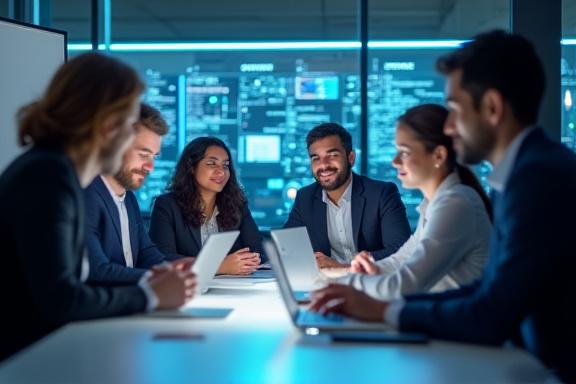 A group of tech professionals in a meeting